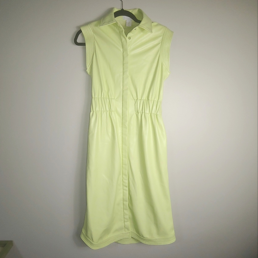 XS NWT House of Harlow 1960 Green Vegan Leather Midi Dress